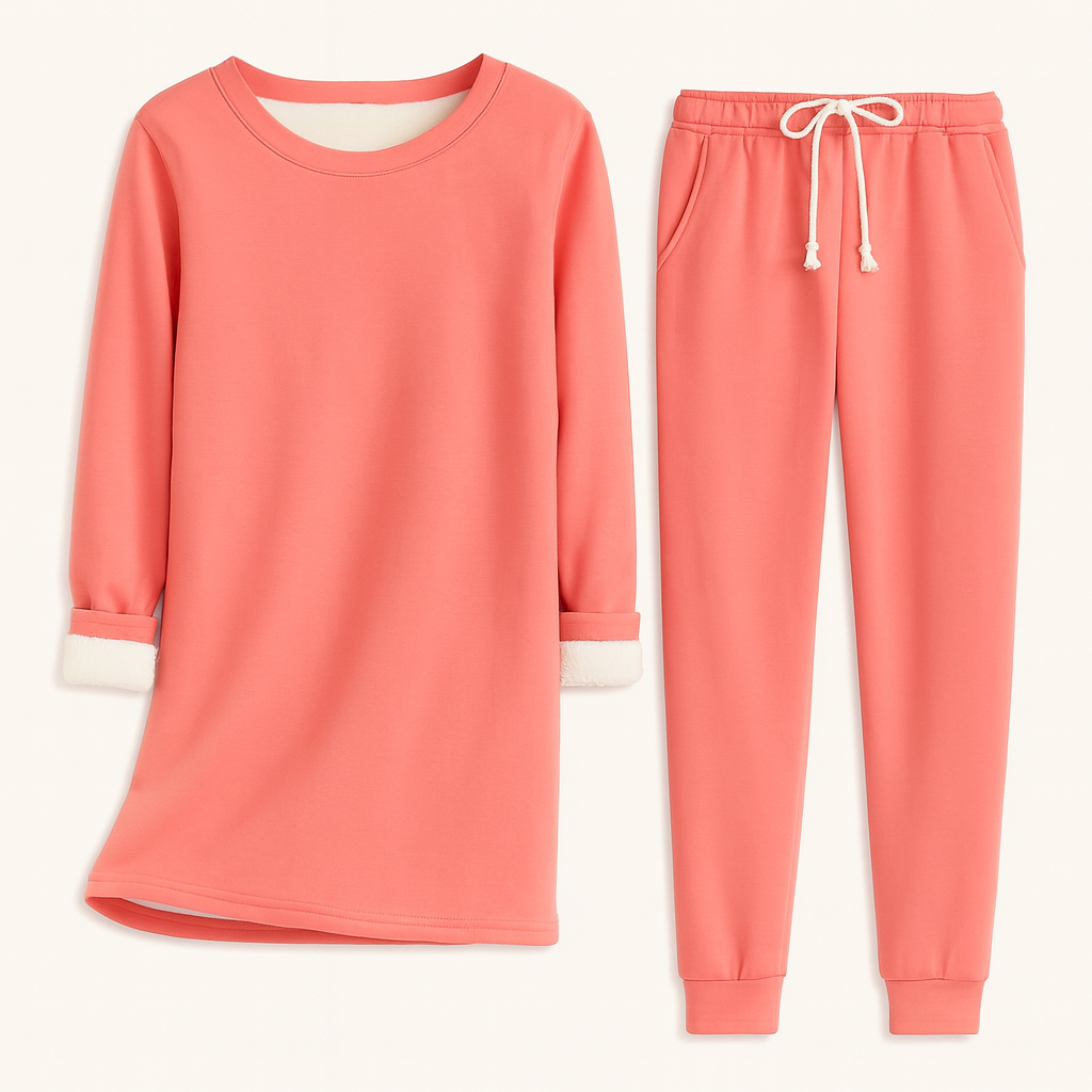 Melina | Set Invernale Comfort – Felpa Girocollo & Joggers Felpati