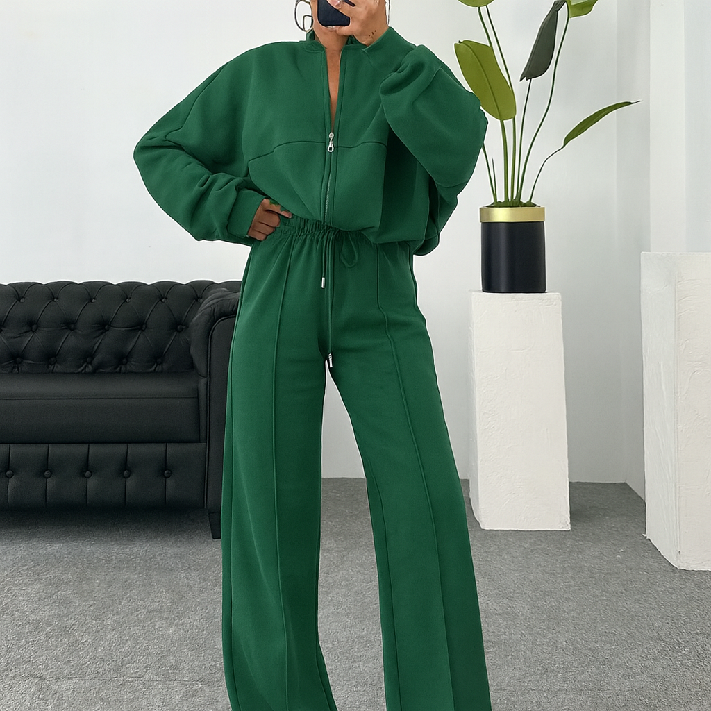 Aurora | Set Sportivo Felpato 2 Pezzi – Felpa con Zip & Pantaloni