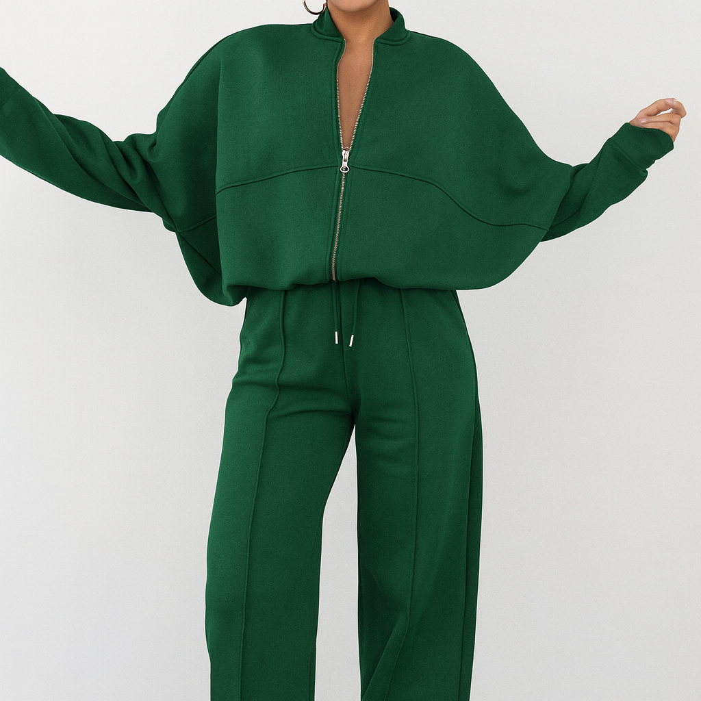 Aurora | Set Sportivo Felpato 2 Pezzi – Felpa con Zip & Pantaloni