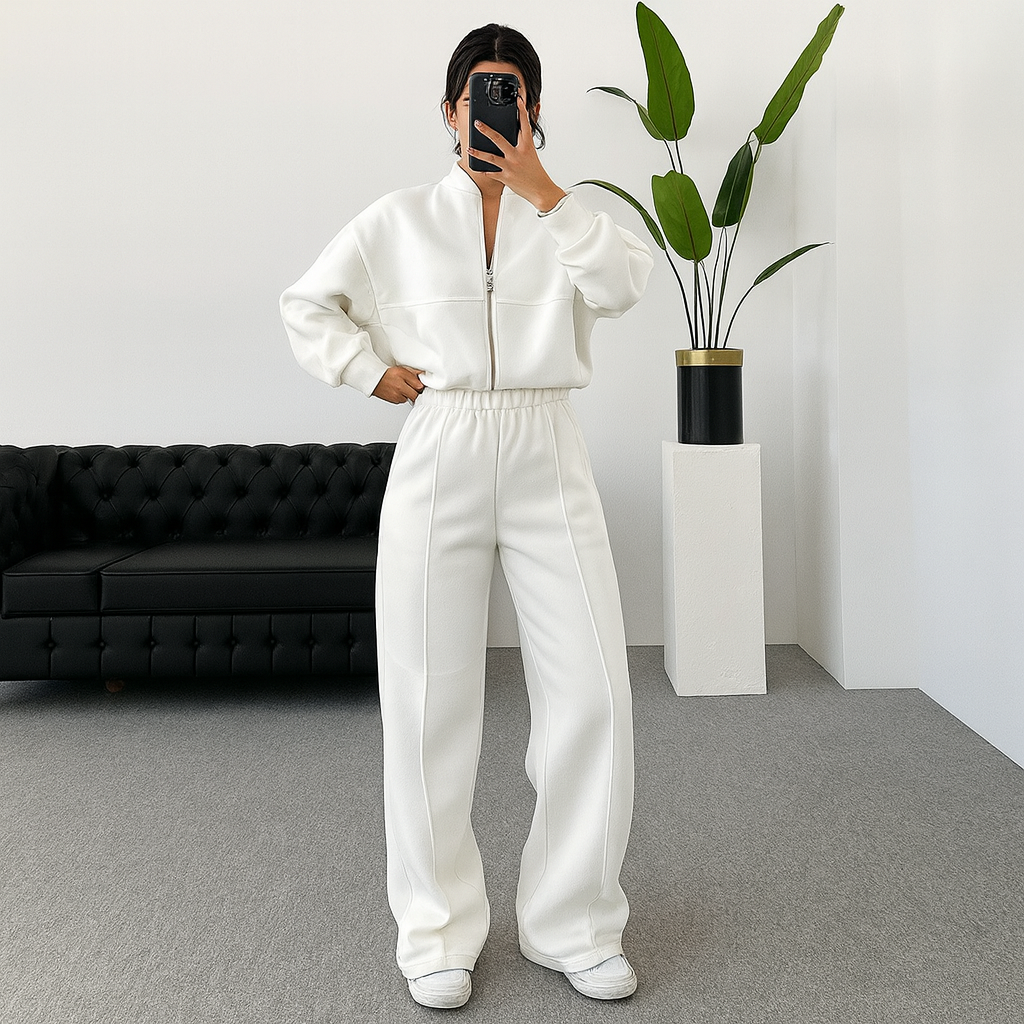 Aurora | Set Sportivo Felpato 2 Pezzi – Felpa con Zip & Pantaloni