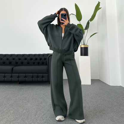 Aurora | Set Sportivo Felpato 2 Pezzi – Felpa con Zip & Pantaloni