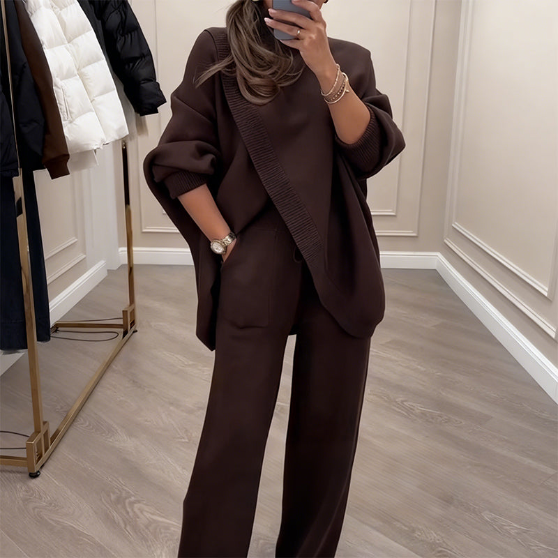 Eva | Set Cozy Donna con Pull Morbido e Pantaloni Larghi